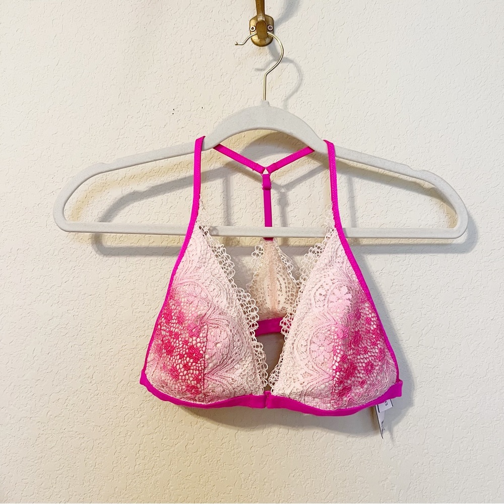 Victoria Secret Hot Pink Lace Triangle Ombré Bralette